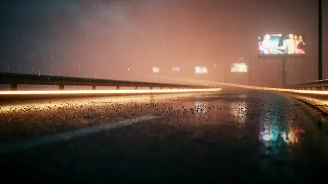 Neon Rain Highway — neon, rain, night wallpaper