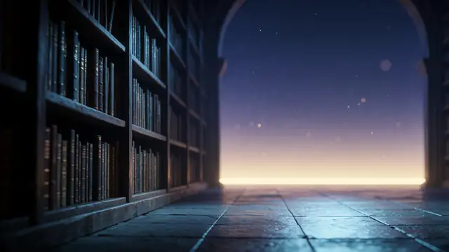 Library at Dusk — library, cozy, night wallpaper