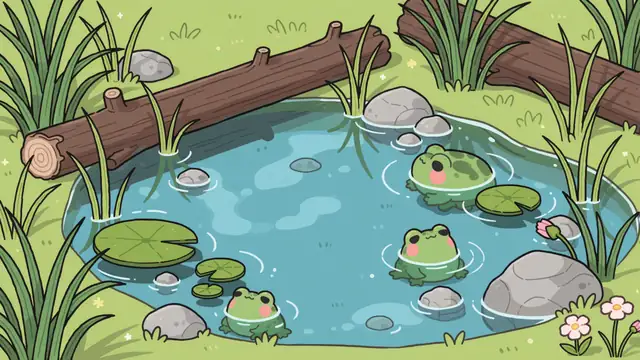 Frog Pond — cute, kawaii, frogs wallpaper
