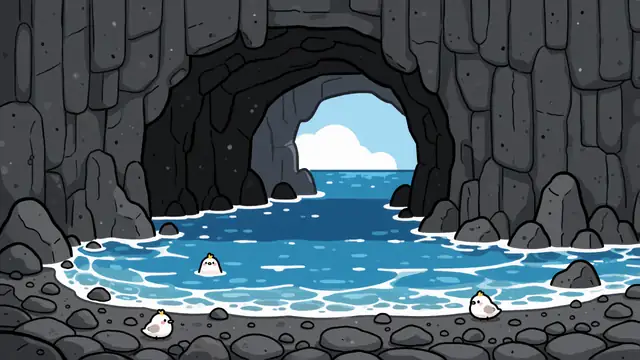 Sea Cave Chicks — cute, ocean, cave wallpaper