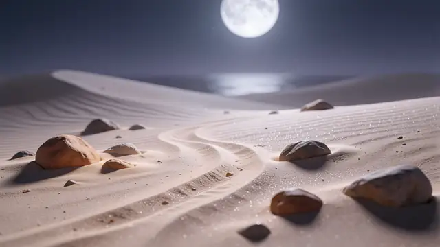 Silver Sand Sea — desert, moon, night wallpaper